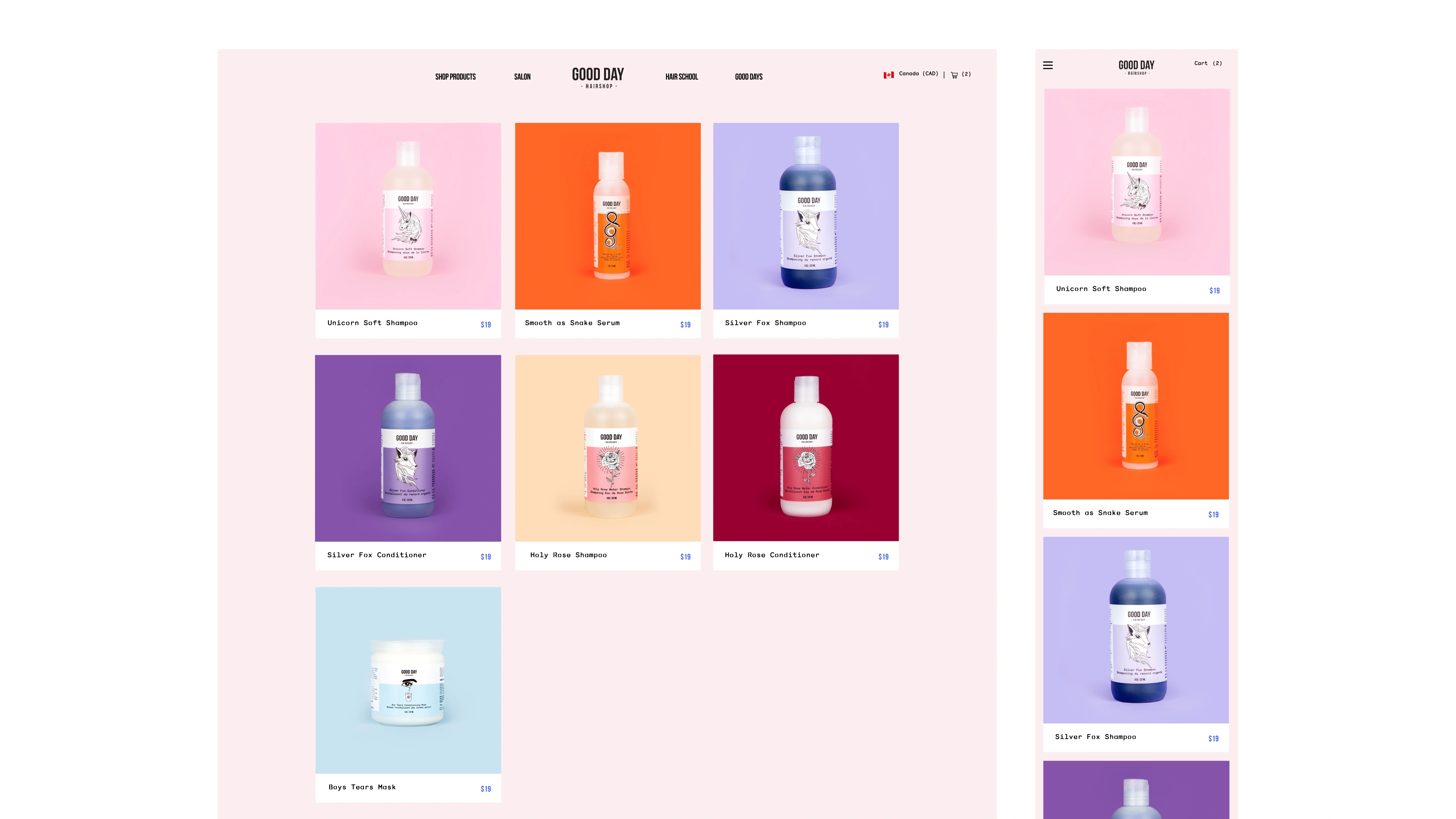 Product listing screens